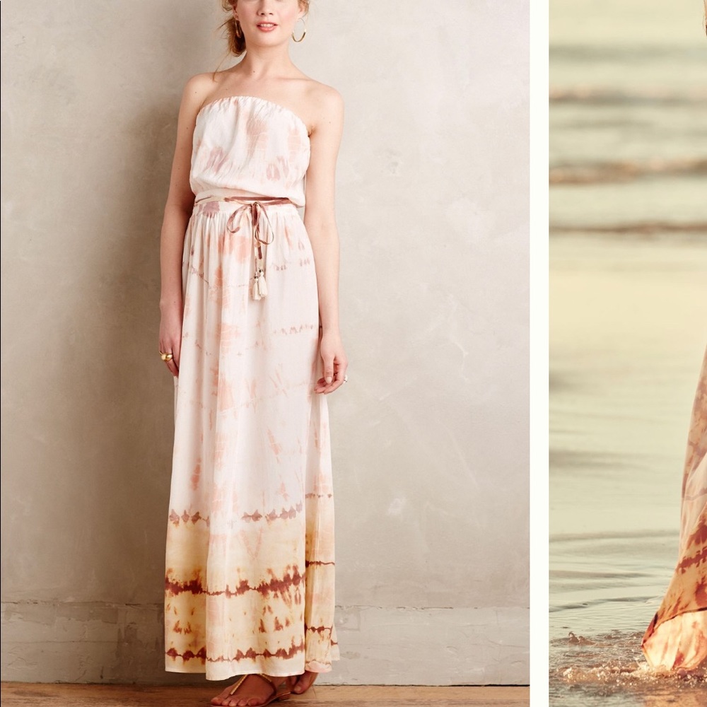 Anthropologie silk beach coverup/maxi in a tie die motif